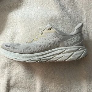 Hoka Cream Athletic Shoes with Maximalist Cushioning